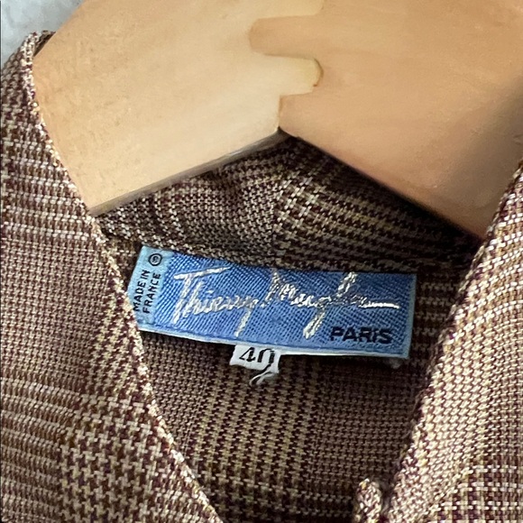 Thierry Mugler Brown/Tan Sculptural Glenplaid Vintage 80’s Dress Size 40 - Picture 13 of 15